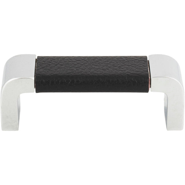 Atlas Homewares 3150-BL ch & black leather cabinet pull