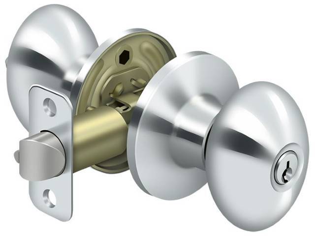 Deltana 3381-26 Egg Keyed Entry Door Knob Chrome