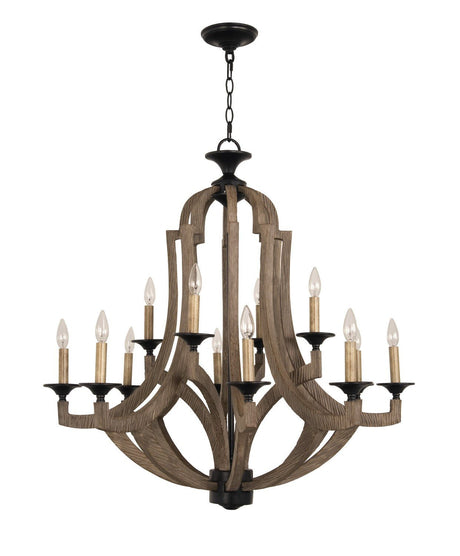 Craftmade 35112-WP Winton 12 Light Chandelier in Weathered Pine