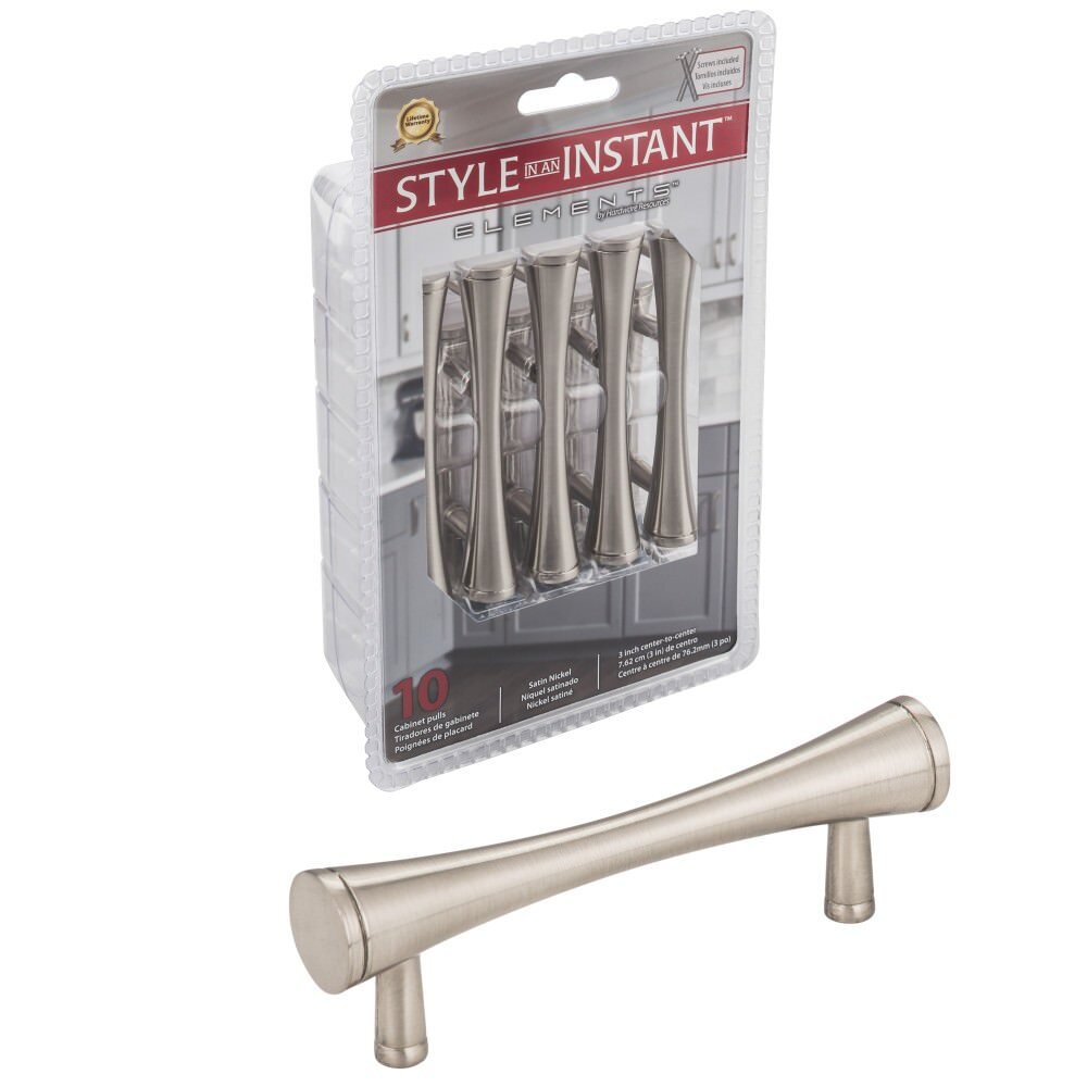Elements 400SN-R satin nickel cabinet pull