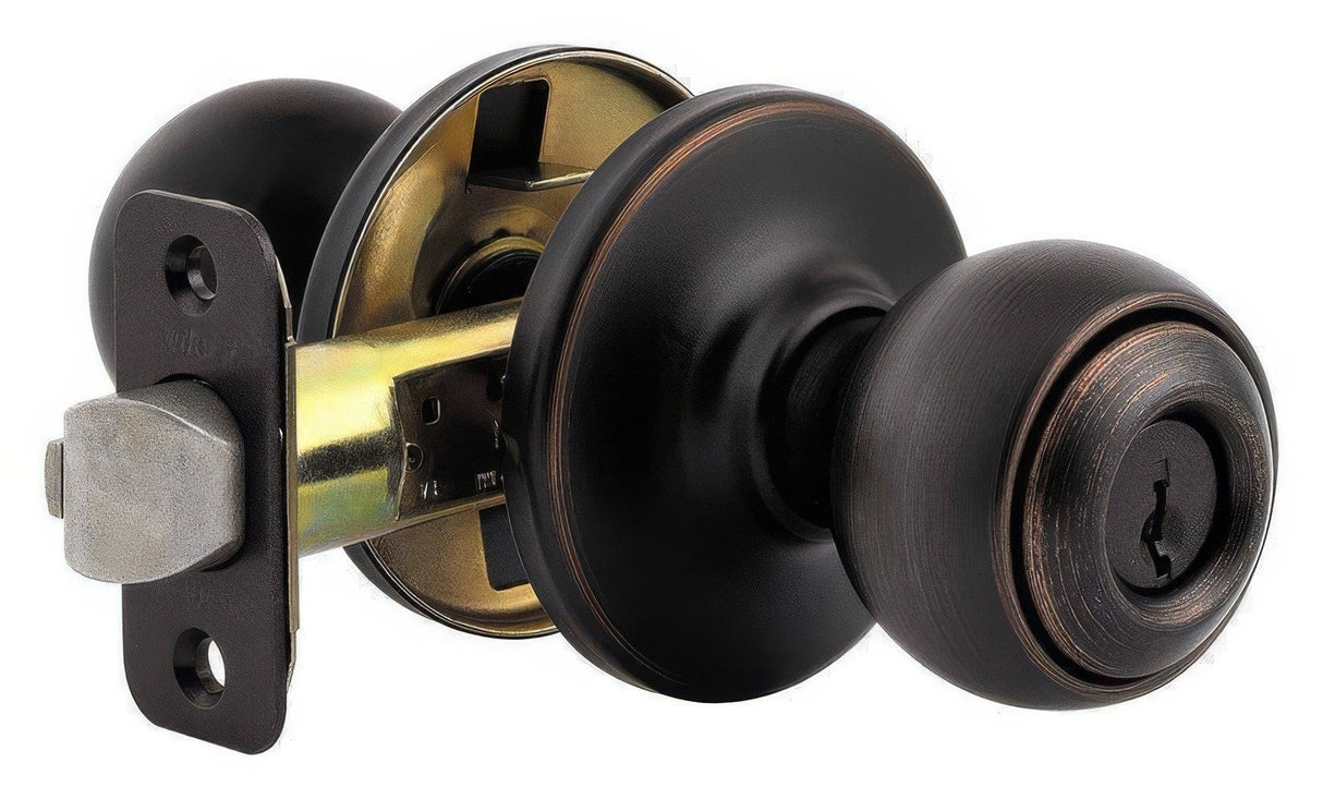 Kwikset 400P-26D satin chrome keyed entry door knob