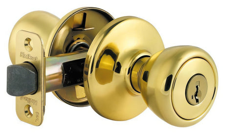Kwikset 400T-3S polished brass keyed storeroom door knob