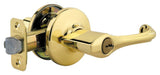 Kwikset 405DNL-3SV2 Dorian keyed entry lever in polished brass, additional view