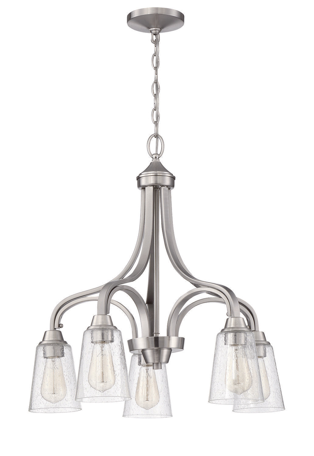 Craftmade 41915-BNK-CS brushed polished nickel down chandelier