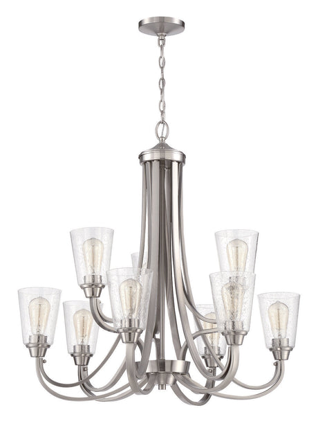 Craftmade 41929-BNK-CS Grace 9 Light Chandelier in Brushed Polished Nickel