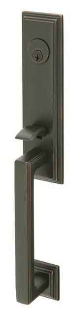 Emtek Lever Left Hand 2-3/8" and 2-3/4" Backset Single Cylinder Wilshire Tubular Handleset in Oil Rubbed Bronze