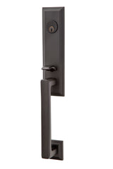 Emtek Lever Left Hand 2-3/8" and 2-3/4" Backset Single Cylinder Wilshire Tubular Handleset in Flat Black