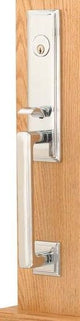 Emtek Lever Left Hand 2-3/8" and 2-3/4" Backset Single Cylinder Wilshire Tubular Handleset in Polished Chrome