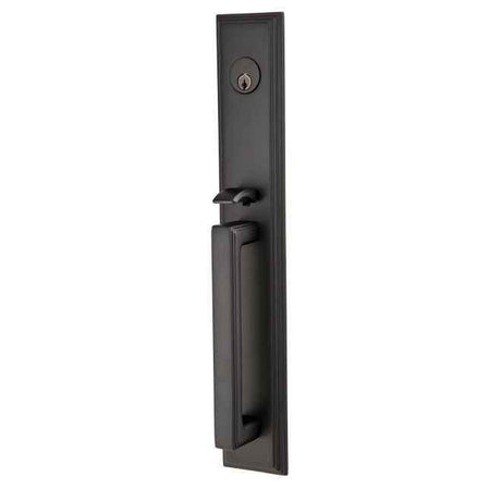 Emtek Knob 2-3/8" and 2-3/4" Backset Single Cylinder Melrose Tubular Handleset - Reversible in Flat Black