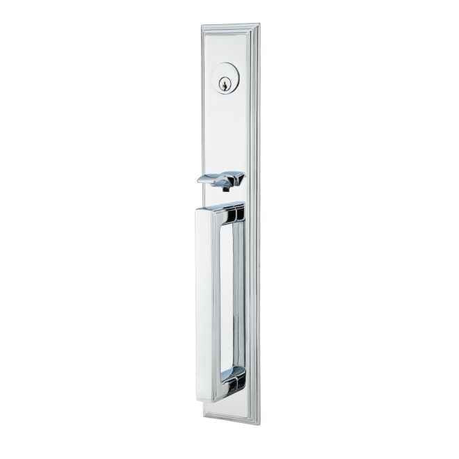 Emtek Lever Right Hand 2-3/8" and 2-3/4" Backset Single Cylinder Melrose Tubular Handleset in Polished Chrome