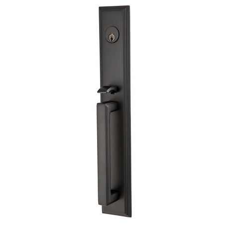 Emtek Lever Right Hand 2-3/8" and 2-3/4" Backset Single Cylinder Melrose Tubular Handleset in Flat Black