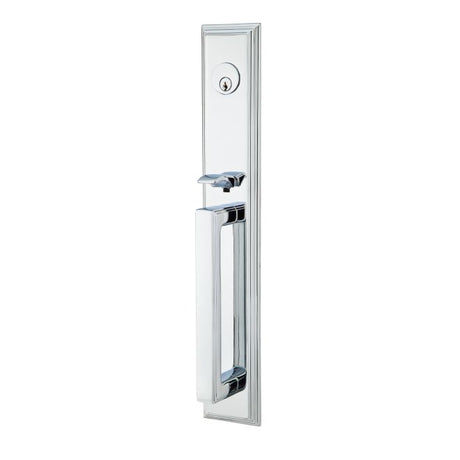 Emtek Lever Right Hand 2-3/8" and 2-3/4" Backset Single Cylinder Melrose Tubular Handleset in Polished Chrome
