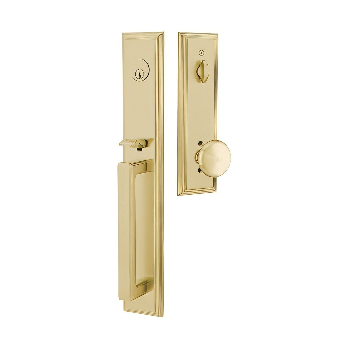 Emtek 4212PUS4 satin brass single cylinder handleset