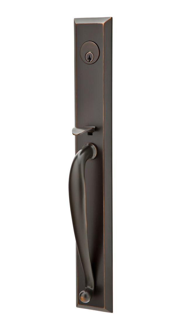 Emtek Lever Right Hand 2-3/8" and 2-3/4" Backset Single Cylinder Jefferson Tubular Handleset in Oil Rubbed Bronze