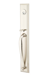 Emtek Lever Right Hand 2-3/8" and 2-3/4" Backset Single Cylinder Jefferson Tubular Handleset in Satin Nickel