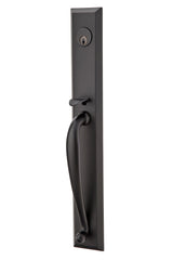 Emtek Lever Right Hand 2-3/8" and 2-3/4" Backset Single Cylinder Jefferson Tubular Handleset in Flat Black