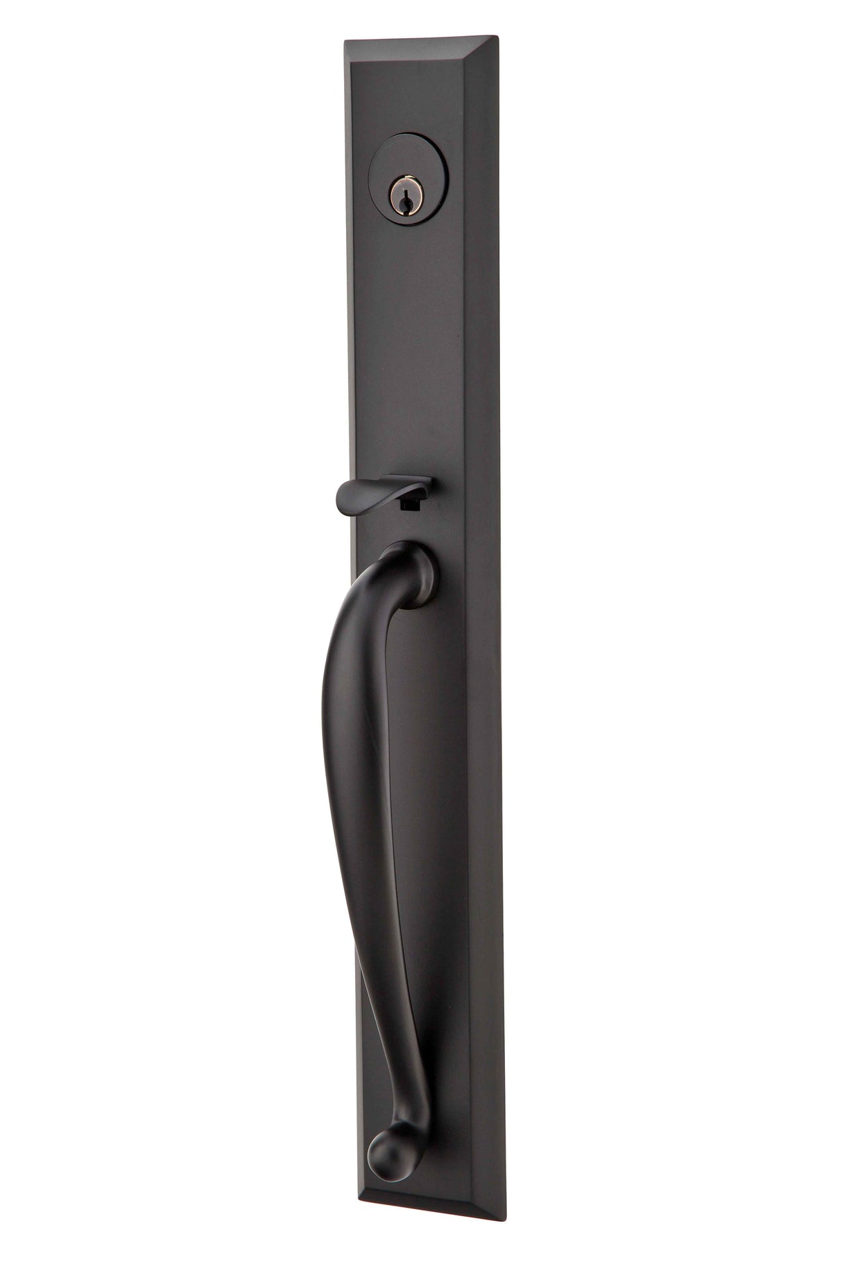 Emtek Town Glass Knob 2-3/8" and 2-3/4" Backset Single Cylinder Jefferson Tubular Handleset - Reversible in Flat Black