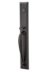 Emtek Town Glass Knob 2-3/8" and 2-3/4" Backset Single Cylinder Jefferson Tubular Handleset - Reversible in Flat Black