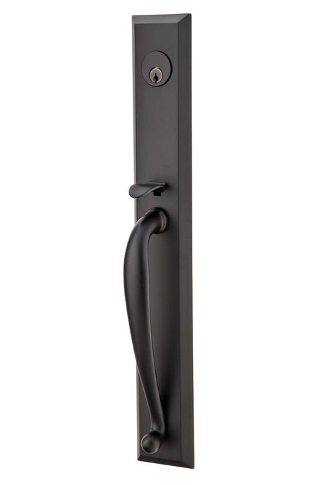 Emtek Town Glass Knob 2-3/8" and 2-3/4" Backset Single Cylinder Jefferson Tubular Handleset - Reversible in Flat Black
