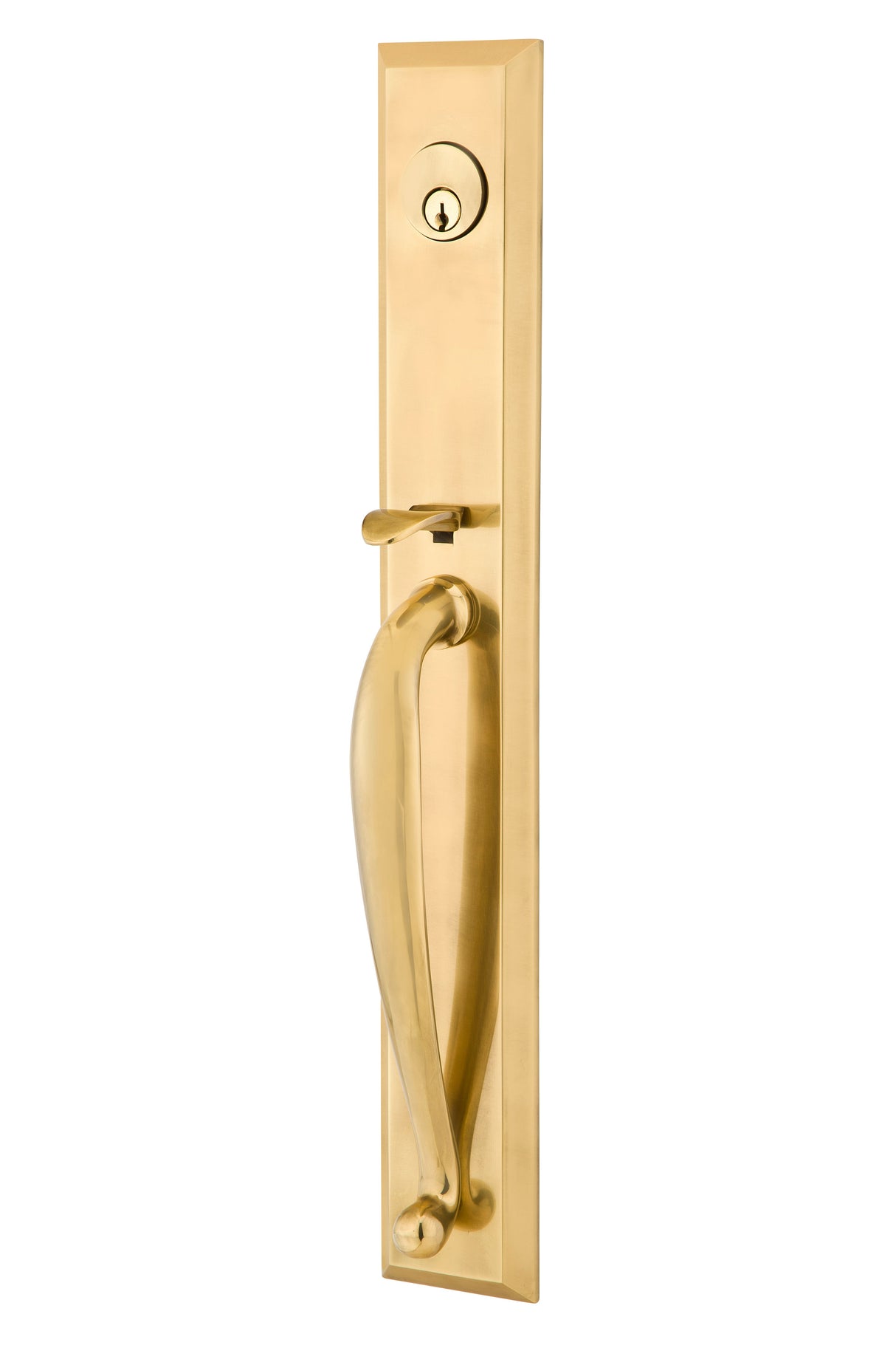 Emtek Town Glass Knob 2-3/8" and 2-3/4" Backset Single Cylinder Jefferson Tubular Handleset - Reversible in French Antique Brass