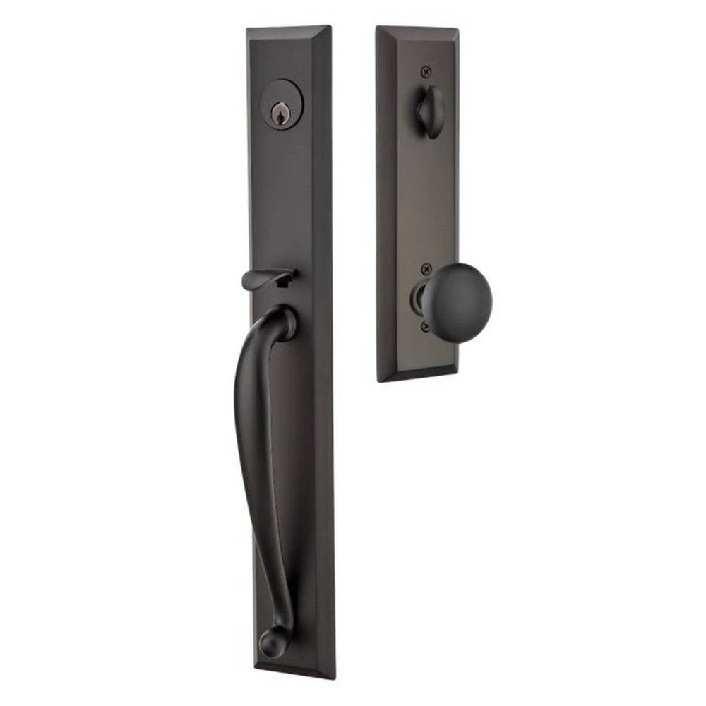 Emtek 4415PUS19 flat black single cylinder handleset
