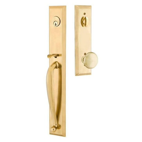 Emtek 4415PUS7 french antique brass single cylinder handleset
