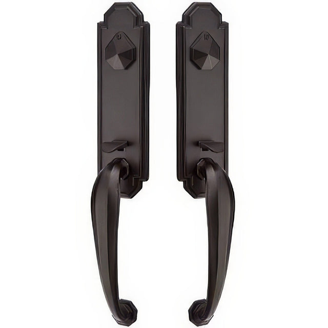 Emtek 474222FB Octagon Double Cylinder Grip-by-Grip Keyed Entry Tuscany Bronze Handleset Flat Black