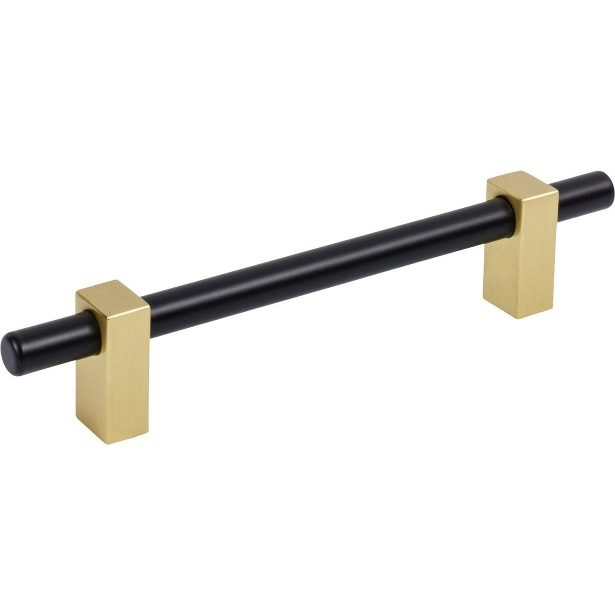 Jeffrey Alexander 478-128MBBG matte black w/brushed gold cabinet drawer pull
