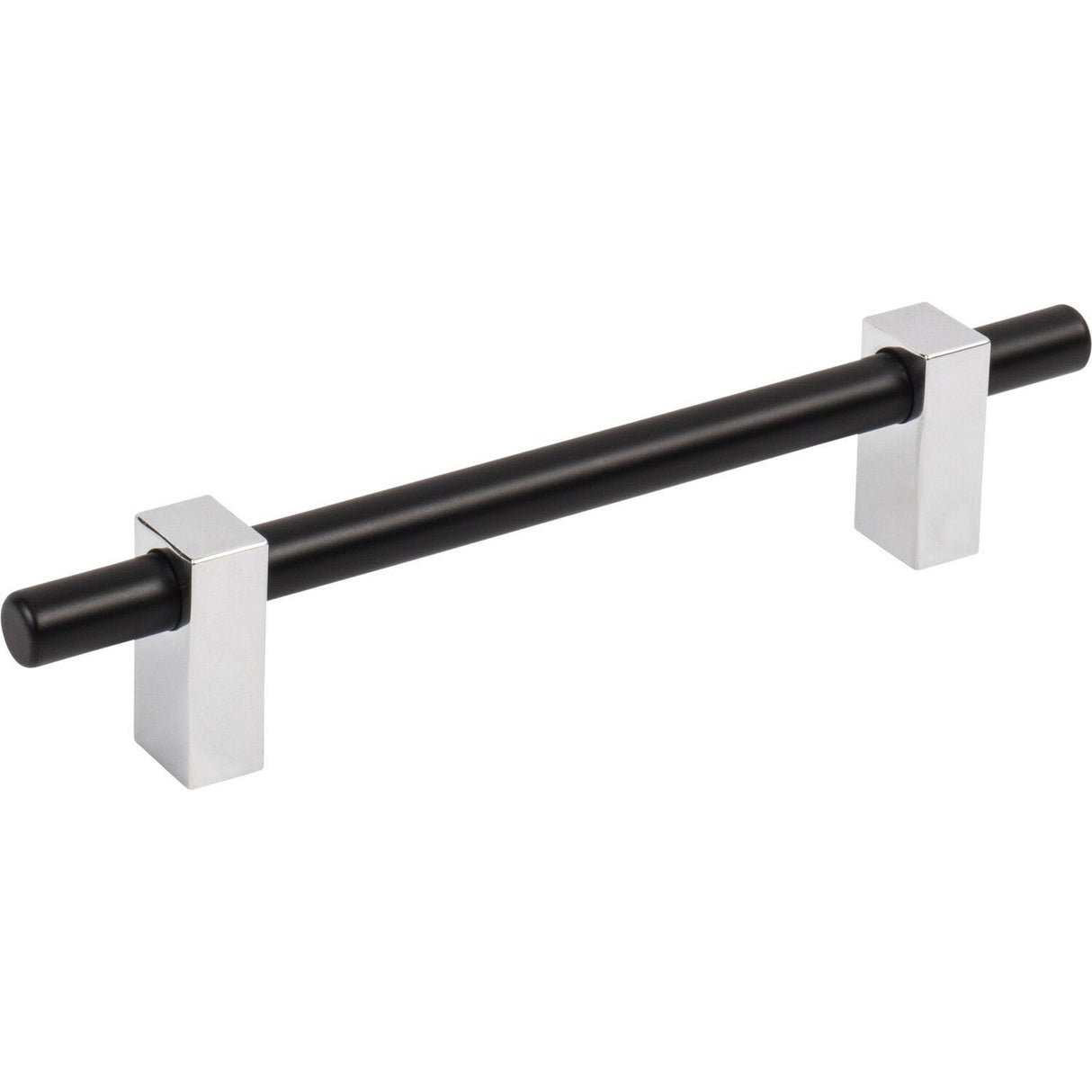 Jeffrey Alexander 478-128MBPC matte black w/polished chrome cabinet drawer pull