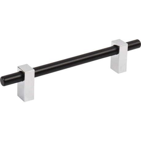 Jeffrey Alexander 478-128MBPC matte black w/polished chrome cabinet drawer pull