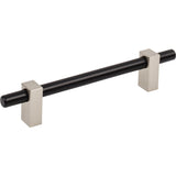 Jeffrey Alexander 478-128MBSN matte black w/satin nickel cabinet drawer pull