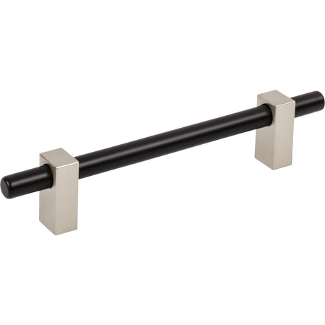Jeffrey Alexander 478-128MBSN matte black w/satin nickel cabinet drawer pull