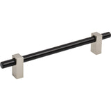 Jeffrey Alexander 478-160MBSN matte black w/satin nickel cabinet drawer pull