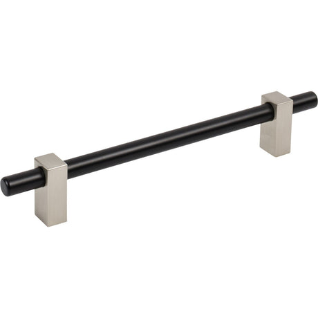 Jeffrey Alexander 478-160MBSN matte black w/satin nickel cabinet drawer pull