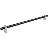 Jeffrey Alexander 478-18MBSN matte black w/satin nickel cabinet pull / appliance pull