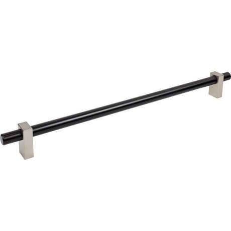 Jeffrey Alexander 478-18MBSN matte black w/satin nickel cabinet pull / appliance pull