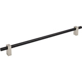 Jeffrey Alexander 478-305MBSN matte black w/satin nickel cabinet drawer pull