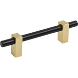 Jeffrey Alexander 478-96MBBG matte black w/brushed gold cabinet drawer pull