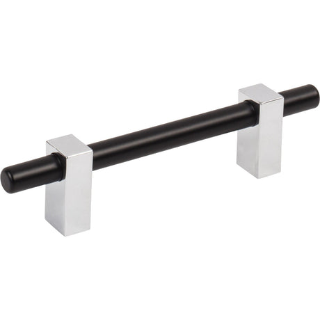Jeffrey Alexander 478-96MBPC matte black w/polished chrome cabinet drawer pull