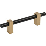 Jeffrey Alexander 478-96MBSBZ matte black w/satin bronze cabinet drawer pull