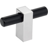 Jeffrey Alexander 478T-MBPC matte black w/polished chrome cabinet knob