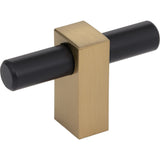Jeffrey Alexander 478T-MBSBZ matte black w/satin bronze cabinet knob