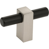 Jeffrey Alexander 478T-MBSN matte black w/satin nickel cabinet knob