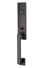 Emtek Lever Left Hand 2-3/8" and 2-3/4" Backset Single Cylinder Davos Tubular Handleset in Flat Black