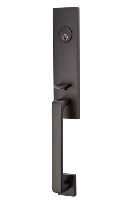 Emtek Knob 2-3/8" and 2-3/4" Backset Single Cylinder Davos Tubular Handleset - Reversible in Flat Black
