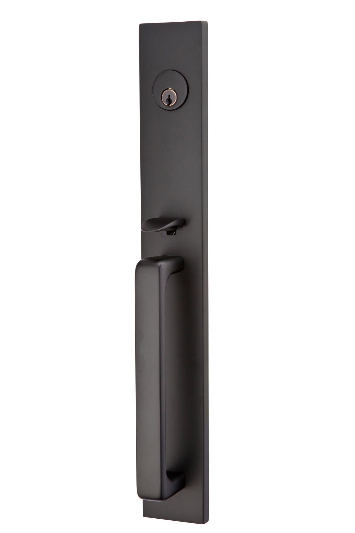 Emtek Lever Right Hand 2-3/8" and 2-3/4" Backset Single Cylinder Lausanne Tubular Handleset in Flat Black