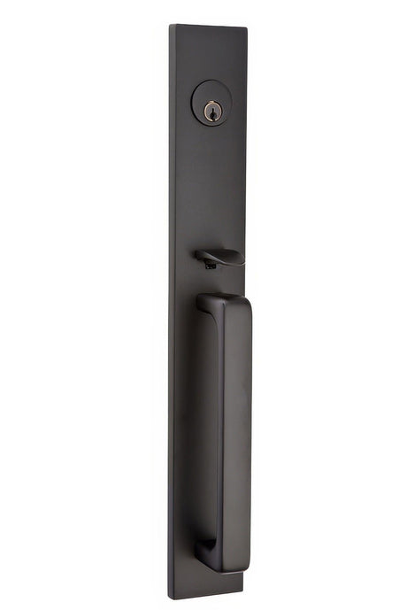 Emtek 4819GVUS19LH flat black single cylinder handleset