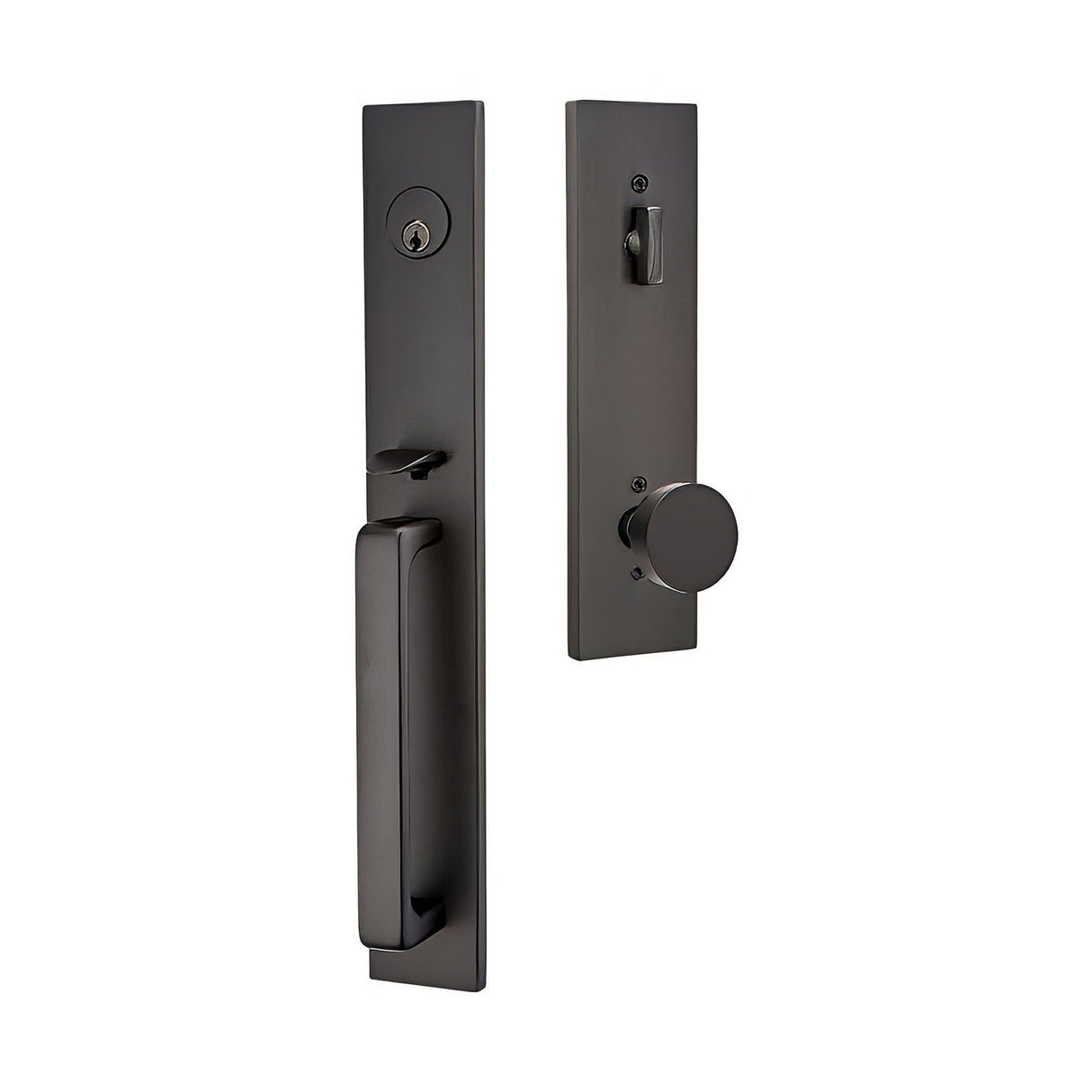 Emtek 4819ROUUS19 flat black single cylinder handleset