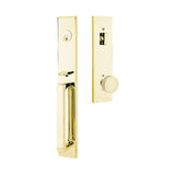 Emtek 4819ROUUS3NL unlacquered brass single cylinder handleset