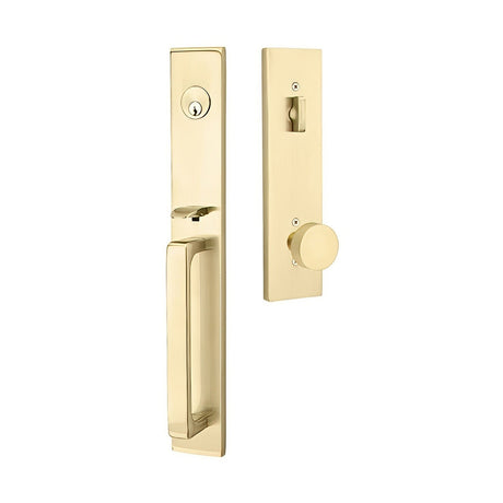 Emtek 4819ROUUS4 satin brass single cylinder handleset